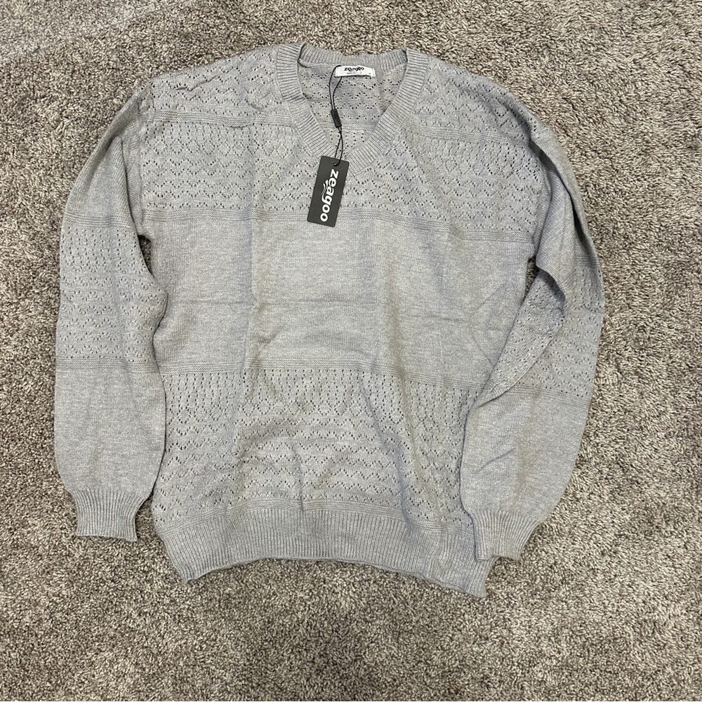 Zeagoo Light Gray Men's Crewneck Sweater